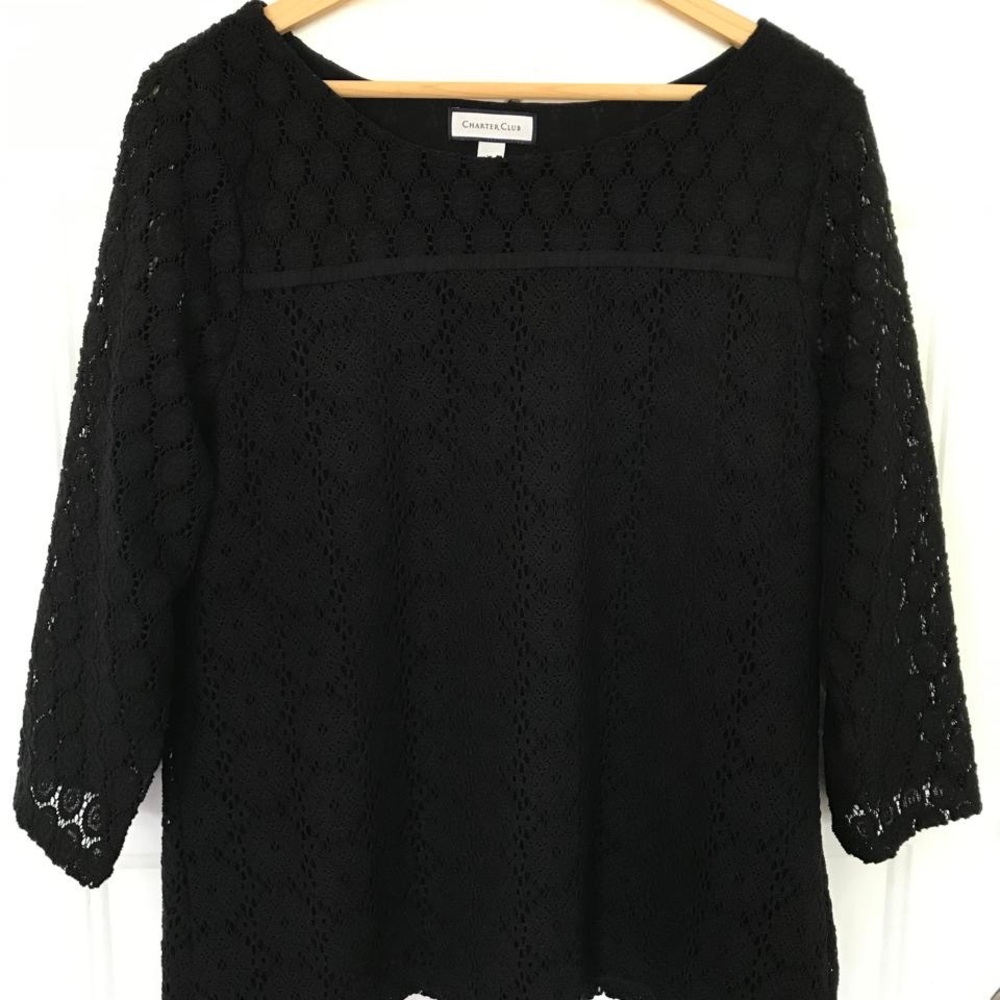 Charter Club Black Lace Blouse